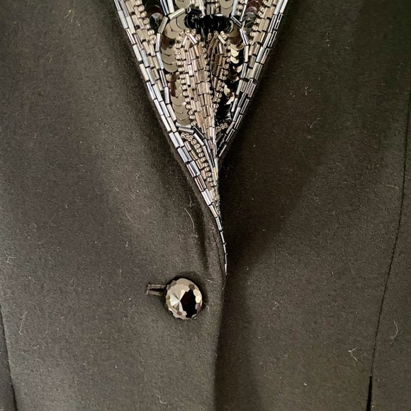 Vintage 1980s Nolan Miller for DYNASTY Black Wool Jacket w/Jet Beaded lapels - Picture 6 of 11